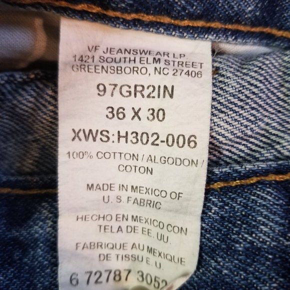 Wrangler 36x30 Blue Jeans Denim Protective Reinforced Legs Work Canvas Double Kn - Picture 3 of 4